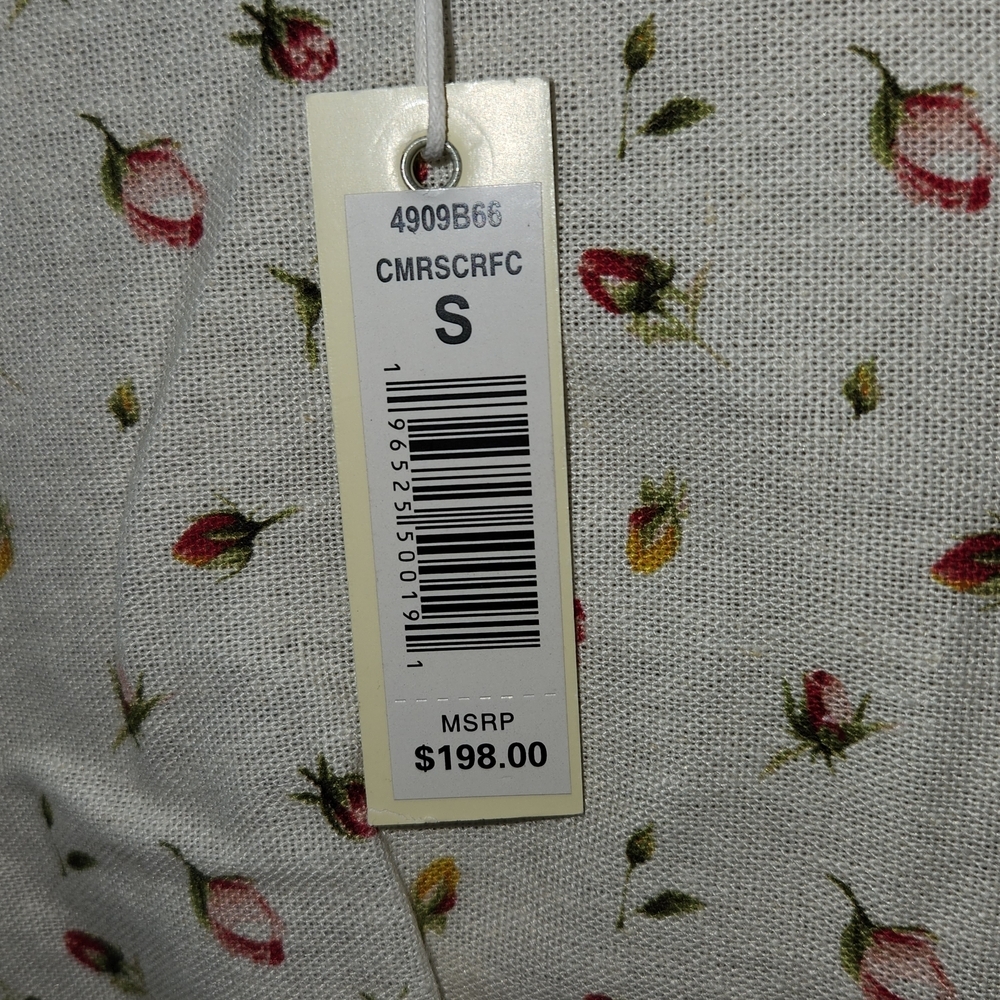 NWT Max Studio Plunge Neck Midi Dress Size S Yellow/Wildflowers Puff Sleeves - Picture 11 of 12